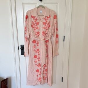 crown & ivy Light Pink Shirt with Coral Embroidery